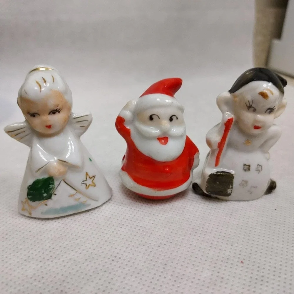 Commodore‎ Vintage 1950'S Japan Christmas Santa Placecard holders #3010 6 pieces